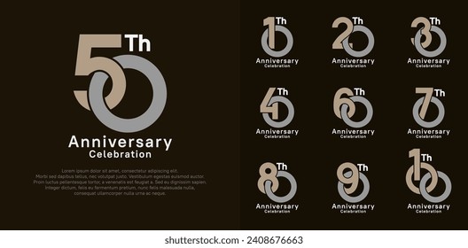 anniversary logotype vector design with brown and gray color for celebration moment