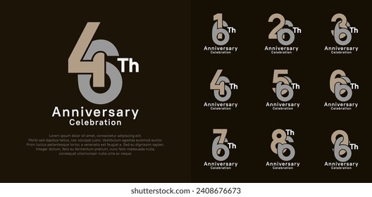anniversary logotype vector design with brown and gray color for celebration moment