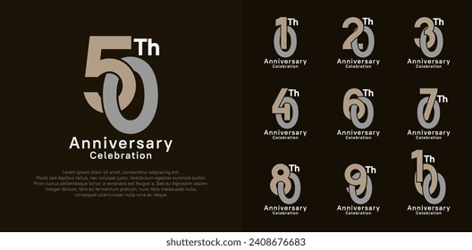 anniversary logotype vector design with brown and gray color for celebration moment