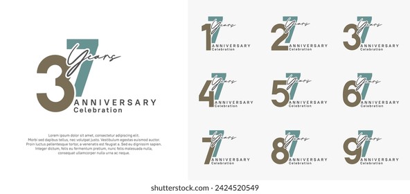 anniversary logotype vector design with brown and blue color can be use for special moment celebration