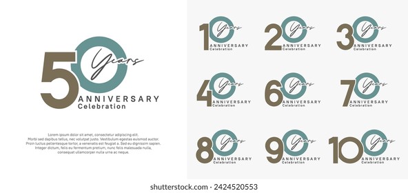 anniversary logotype vector design with brown and blue color can be use for special moment celebration