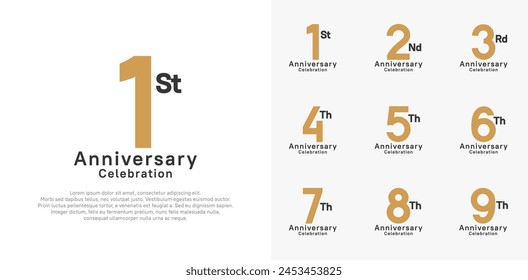 anniversary logotype vector design with brown and black color for celebration moment