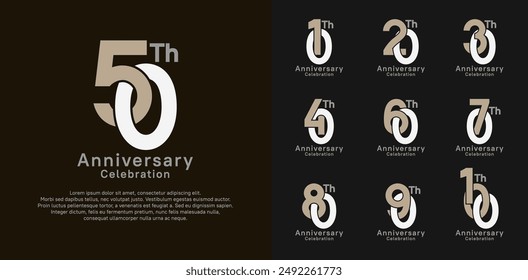 anniversary logotype vector design with brown color for celebration moment