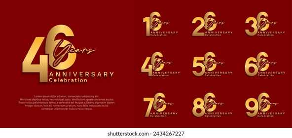 anniversary logotype vector design with gold color can be use for special moment celebration