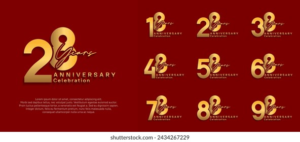 anniversary logotype vector design with gold color can be use for special moment celebration