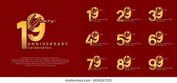 anniversary logotype vector design with gold color can be use for special moment celebration