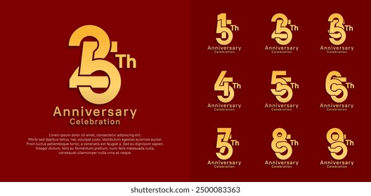 anniversary logotype vector design with gold color for celebration moment