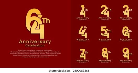 anniversary logotype vector design with gold color for celebration moment