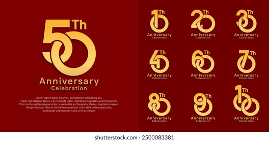 anniversary logotype vector design with gold color for celebration moment