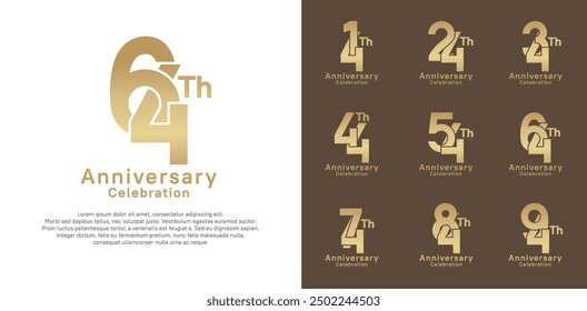 anniversary logotype vector design with golden color for celebration moment