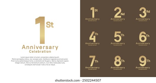 anniversary logotype vector design with golden color for celebration moment