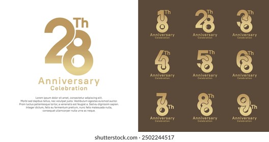 Logotipo de aniversario Diseño de Vector con color dorado para el momento de la celebración