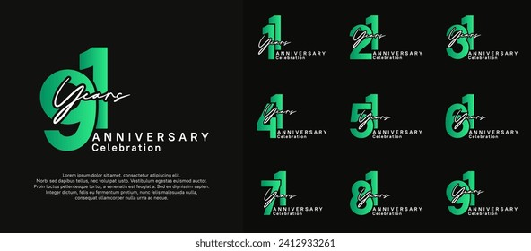 anniversary logotype vector design with green and white color can be use for special moment celebration