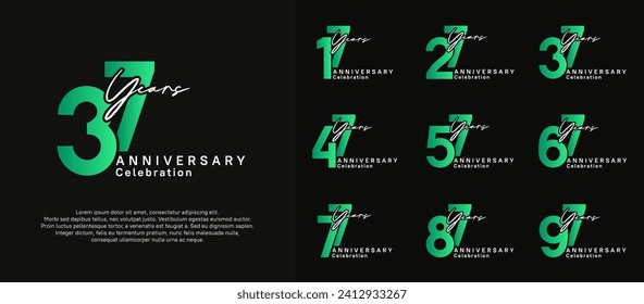anniversary logotype vector design with green and white color can be use for special moment celebration