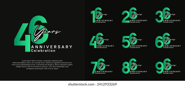 diseño vectorial de logotipo de aniversario con color verde y blanco se puede usar para celebración de momentos especiales