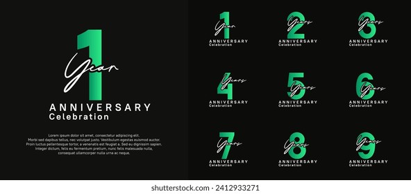 anniversary logotype vector design with green and white color can be use for special moment celebration