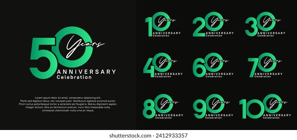 diseño vectorial de logotipo de aniversario con color verde y blanco se puede usar para celebración de momentos especiales