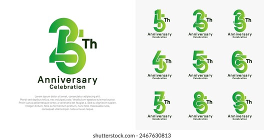 anniversary logotype vector design with green and black color for celebration moment