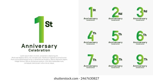 anniversary logotype vector design with green and black color for celebration moment