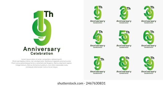 anniversary logotype vector design with green and black color for celebration moment