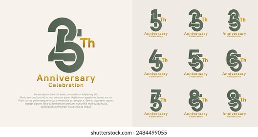 anniversary logotype vector design with green and brown color for celebration moment