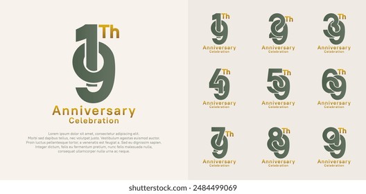 diseño de Vector de logotipo de aniversario con color verde y marrón para el momento de celebración