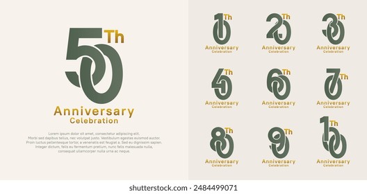 diseño de Vector de logotipo de aniversario con color verde y marrón para el momento de celebración
