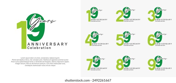 anniversary logotype vector design with green color can be use for special moment celebration