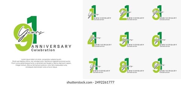 anniversary logotype vector design with green color can be use for special moment celebration