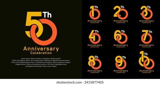 anniversary logotype vector design with orange and yellow color for celebration moment