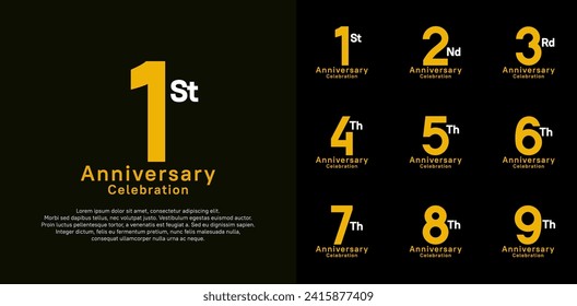 anniversary logotype vector design with orange and yellow color for celebration moment