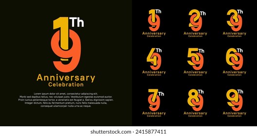 diseño vectorial de logotipo de aniversario con color naranja y amarillo para momento de celebración