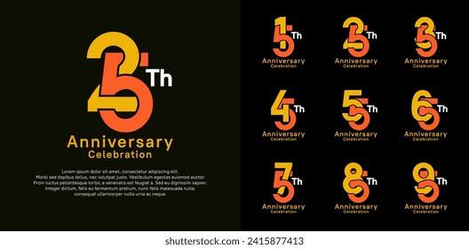 anniversary logotype vector design with orange and yellow color for celebration moment