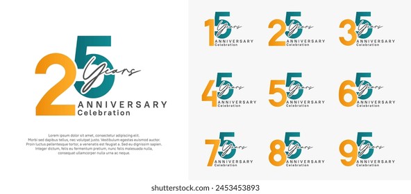 anniversary logotype vector design with orange and blue color can be use for special moment celebration