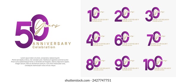 anniversary logotype vector design with purple and gold color can be use for special moment celebration
