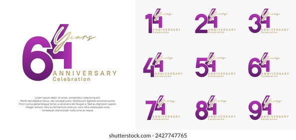 anniversary logotype vector design with purple and gold color can be use for special moment celebration