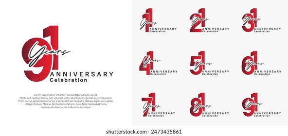 anniversary logotype vector design with red and black color can be use for special moment celebration