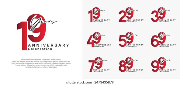 anniversary logotype vector design with red and black color can be use for special moment celebration