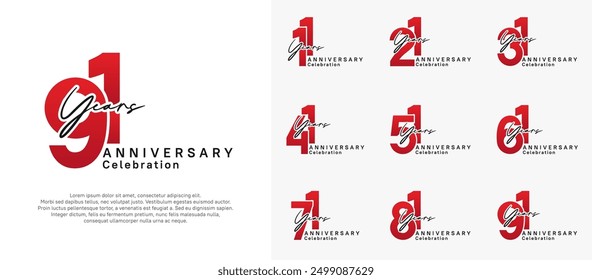 anniversary logotype vector design with red and black color can be use for special moment celebration