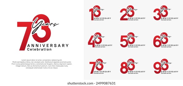 anniversary logotype vector design with red and black color can be use for special moment celebration