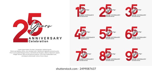 anniversary logotype vector design with red and black color can be use for special moment celebration