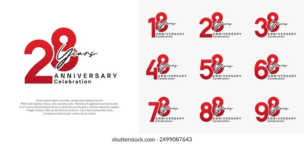 anniversary logotype vector design with red and black color can be use for special moment celebration