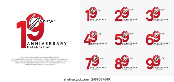 El diseño del Vector del logotipo del aniversario con el color rojo y negro se puede utilizar para la celebración especial del momento