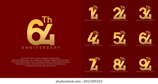 anniversary logotype vector design set golden color can be use for celebration day