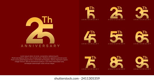 anniversary logotype vector design set golden color can be use for celebration day