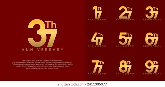 anniversary logotype vector design set golden color can be use for celebration day