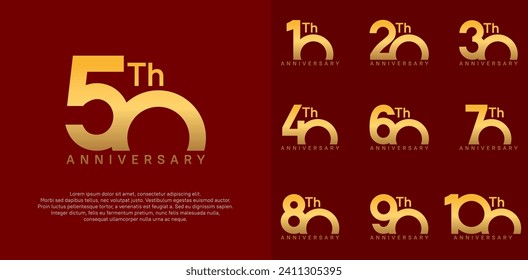 anniversary logotype vector design set golden color can be use for celebration day