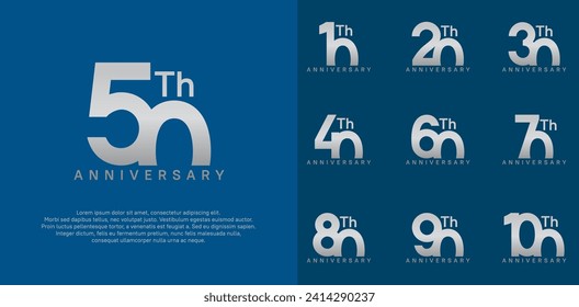 anniversary logotype vector design set silver color can be use for celebration day