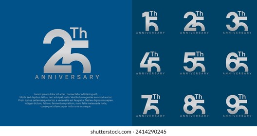 diseño vectorial de logotipo de aniversario conjunto de color plata se puede usar para el día de celebración
