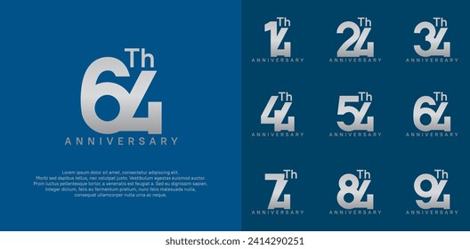 anniversary logotype vector design set silver color can be use for celebration day